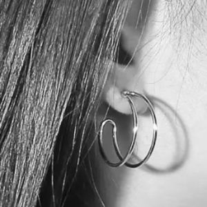 NEW Silver Double Line Hoop Earrings